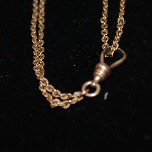 Antique 25" Victorian Opal Sliding Pendant on a Gold-Filled Guard Chain Necklace - Picture 7 of 15